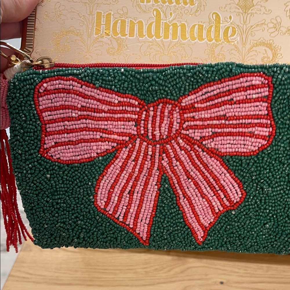Red and Green Bow Pouch NWT